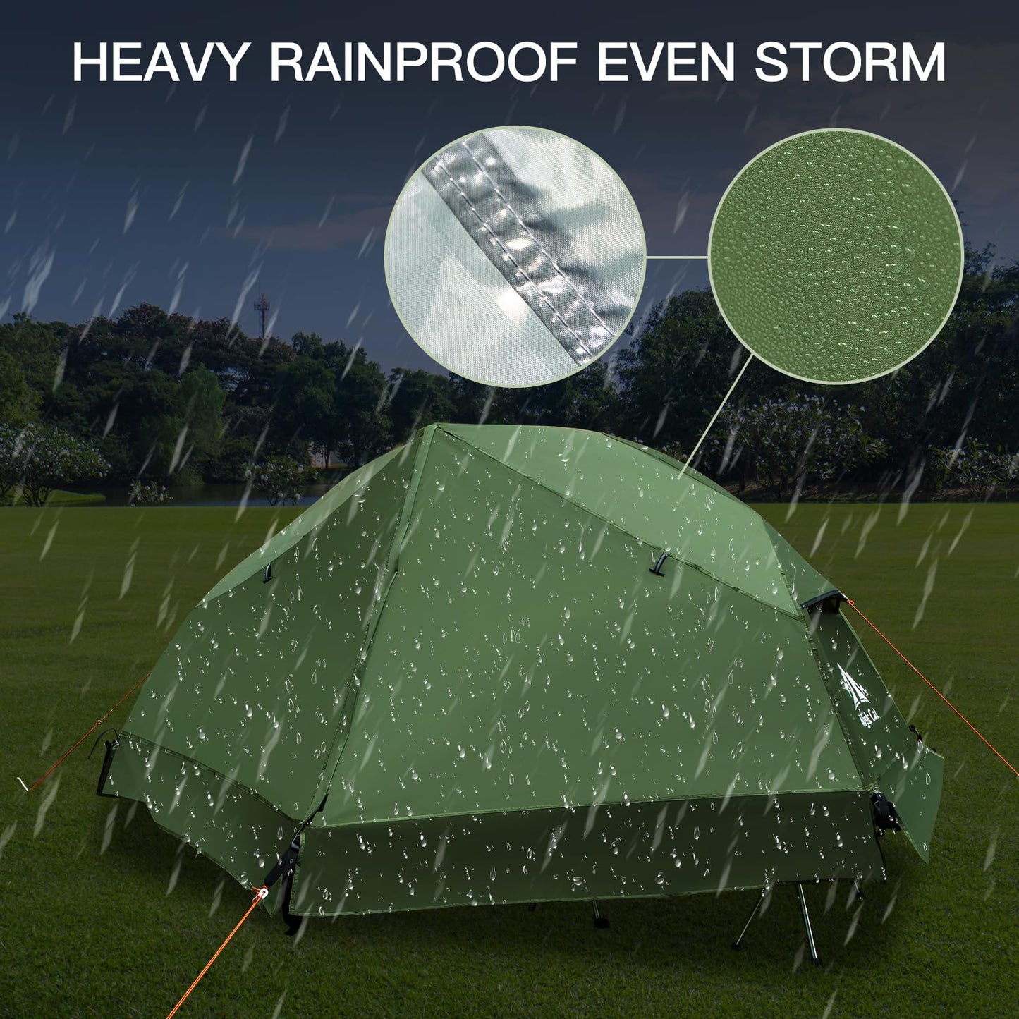 Night Cat Camping Cot Tent with Self-Inflating Sleeping Pad and Self-Inflatable Camping Pillow Camping Sleeping Bag Waterproof 1-Person Off-Ground Combo Cot Bed for Adults Portable Easy Set-up Tent