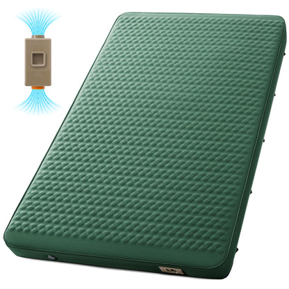 Self Inflating Double Sleeping Pad for Camping with Electric Pump 4 Inch Ultra Thick Memory Foam 2 Person Inflatable Sleeping Pad All Season Full Size Portable Camping Mattress for Travel,Tent (Green)