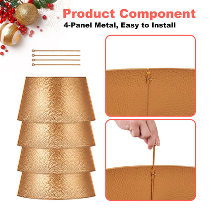 Christmas Tree Collar and Skirt Set - 23" Festive Holiday Decor with Gold Metal Tree Collar Base Stand - Ideal for Real or Artificial Trees - Christmas Skirt Tree Basket Decorations Gift Gold1