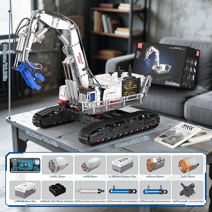 Mould King Engineering Excavator Building Sets 17062 Large RC Construction Building Kits with APP Remote Control STEM Construction Vehicles Model for Adults(4195PCS)