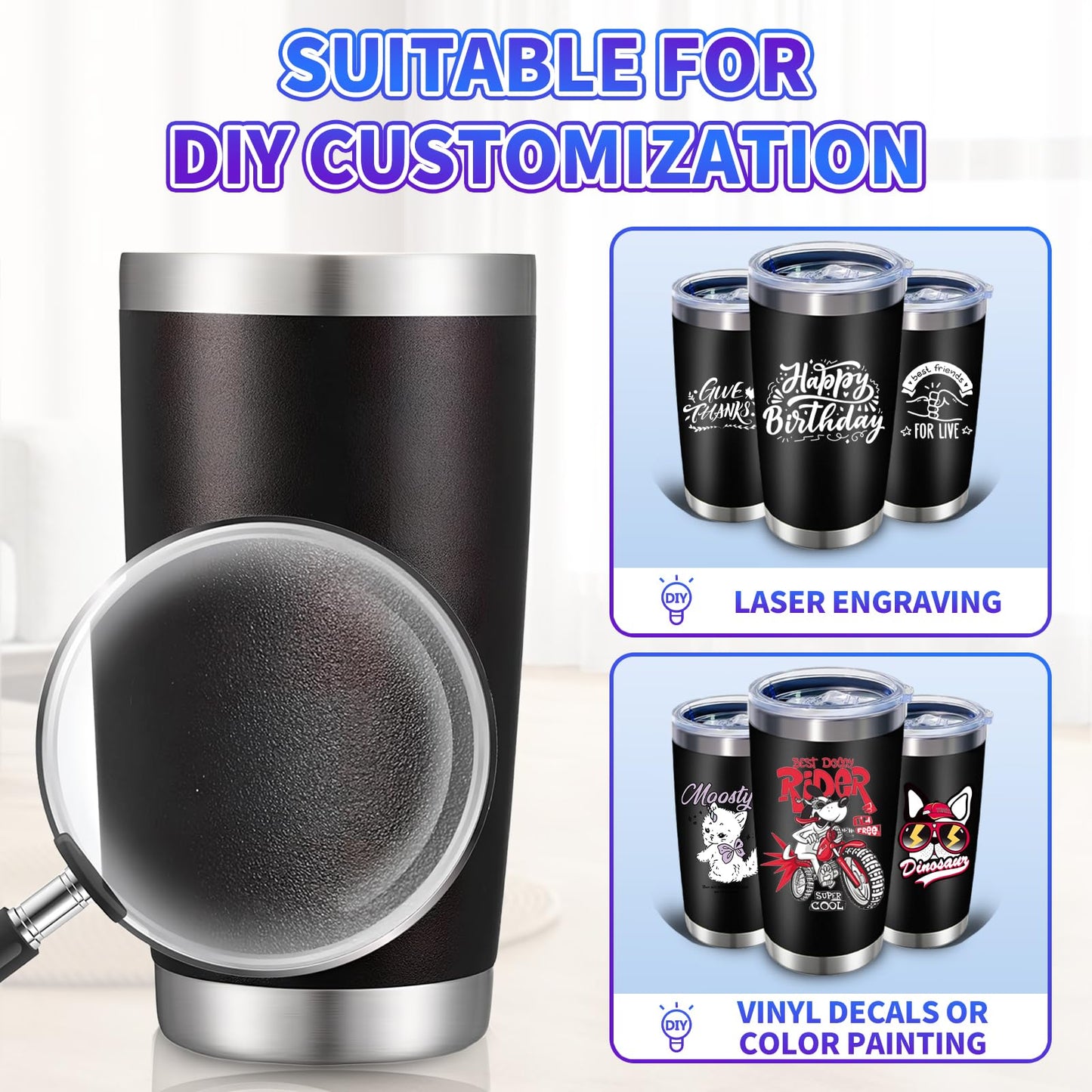 HAOLI 36 Pack, 20oz Stainless Steel Bulk Tumblers with Lids and Straws, Leakproof Double Wall Travel Mug for Hot/Cold Drinks, Home Office Outdoor Party, Durable Powder Coated Insulated Cup/Black