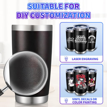 HAOLI 36 Pack, 20oz Stainless Steel Bulk Tumblers with Lids and Straws, Leakproof Double Wall Travel Mug for Hot/Cold Drinks, Home Office Outdoor Party, Durable Powder Coated Insulated Cup/Black