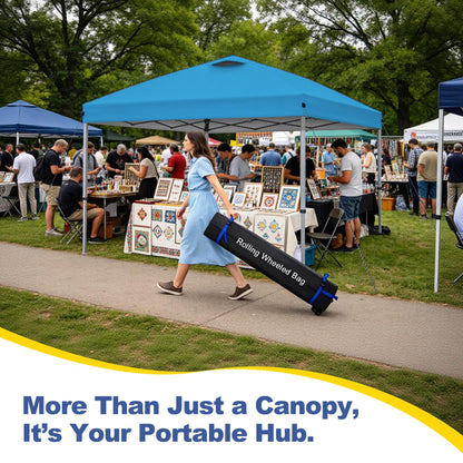 Explore Land 10x10 Pop Up Canopy with One Push Setup Heavy Duty Outdoor Sun Shade Tent for Beach,Camping,Events,Parties(Blue)