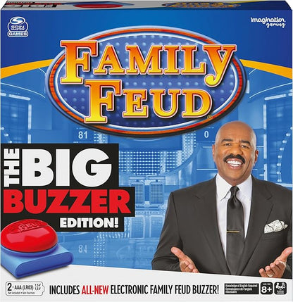 Spin Master Family Feud Big Buzzer Game Amazon Exclusive “Buzz in” with The Electronic Buzzer Board Game for Hilarious Family Fun Ages 8 and up