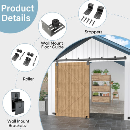 10FT Heavy Duty Exterior Barn Door Hardware Kit, BarnBase Box Rail Hardware kit, Outdoor Barn Door Hardware Kit for 1 Door(Door not Include), 450 lbs Capacity, Black