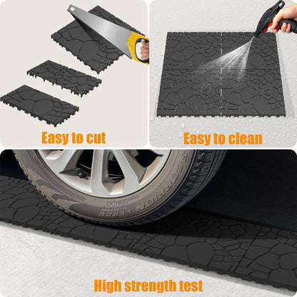 44-Pack Interlocking Deck Tiles, 12"x12" Stone Texture PP Waterproof Flooring, All-Weather Anti-Slip Patio Tiles for Indoor/Outdoor,Poolside, Garden, Balcony, Patio,Easy DIY Installation,Gray
