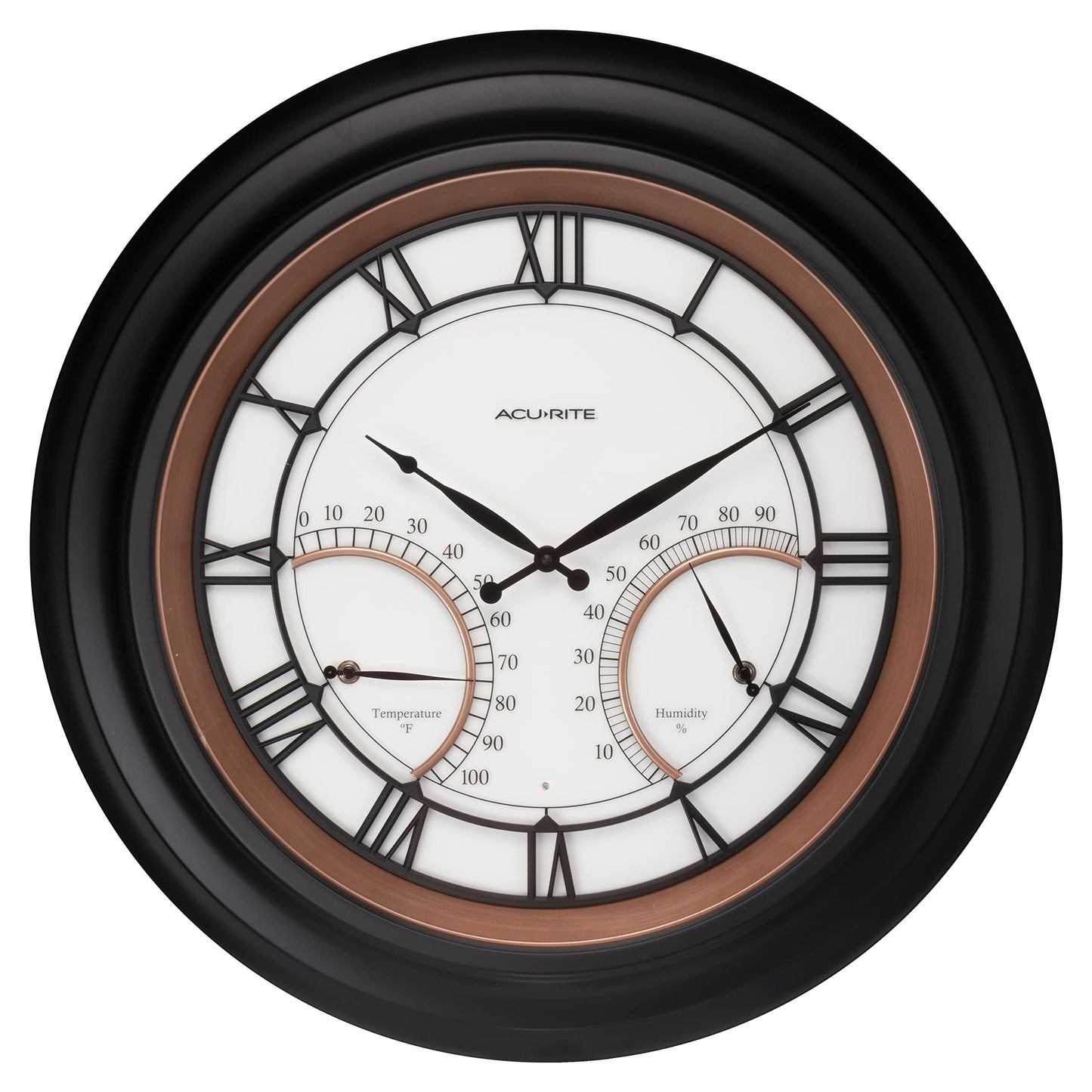 AcuRite 24” Illuminated LED Large Outdoor Decorative Clock with Thermometer and Hygrometer Combo (75022M)