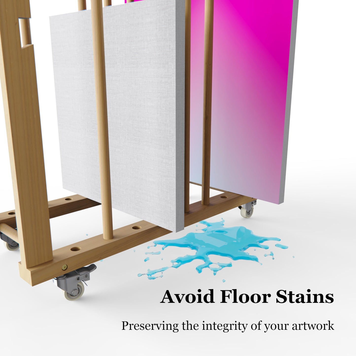 UNZERO Enhanced Art Storage Rack with 4 Additional Dowels - Canvas Storage and Art Drying Rack with Wheels