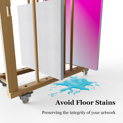 UNZERO Enhanced Art Storage Rack with 4 Additional Dowels - Canvas Storage and Art Drying Rack with Wheels