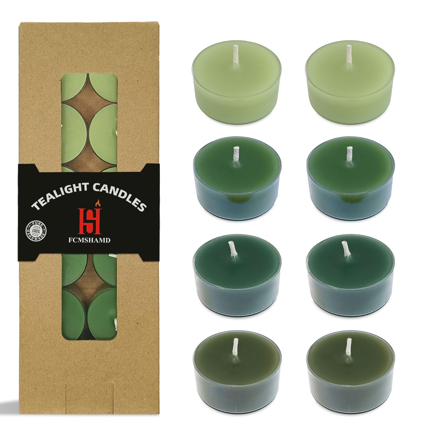 Sage Green Ombre Tea Lights Set of 24, Cedar Scented Tealight Candles, Handmade Tea Candles, Long Burning Tealights for Romantic Wedding Home Decor Gift