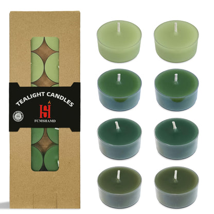 Sage Green Ombre Tea Lights Set of 24, Cedar Scented Tealight Candles, Handmade Tea Candles, Long Burning Tealights for Romantic Wedding Home Decor Gift