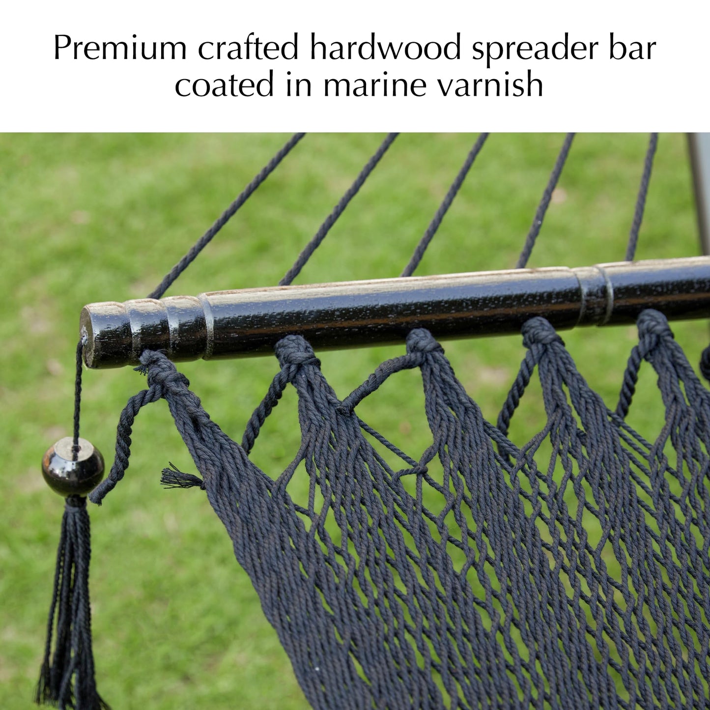 PNAEUT Double Rope Hammocks for Outside, Handwoven Double Caribbean Hammock with Spreader Bar for Outdoor Indoor, Max 600 lbs Capacity (Abyss)