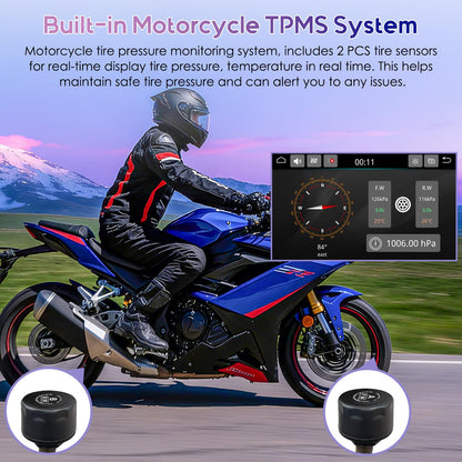 Carpuride W702T PRO 7" Waterproof GPS Navigation Screen for Motorcycle with CarPlay & Android Auto & TPMS & Dual Bluetooth, Music Sharing, Intercom, EQ, Light Sensor, Compass, Barometer