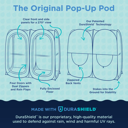 WeatherPod® Side-by-Side™ 2 Person Pop-Up Sports Tent Pod - The Original Shark Tank Instant Setup All-Weather Pod Shelter for Outdoor Sports, Rain, Wind & Cold