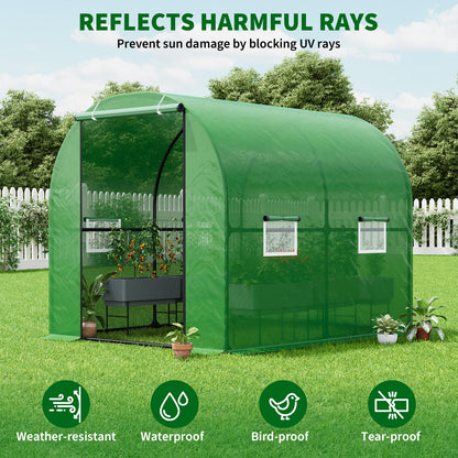 GarveeLife 8.2x6.6x6.6 ft Premium Greenhouse for Outdoors,Upgraded Portable Walk-in Heavy Duty Frame Large Garden Plant Hot Outside Hoop House,Green