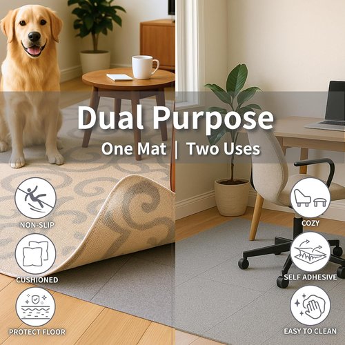 Cozy Den Non-Slip Rug Pads - Felt & Rubber for Area Rugs & Tile Floors | 23.8" x 23.8" | 10 Pcs - Nevada Gray