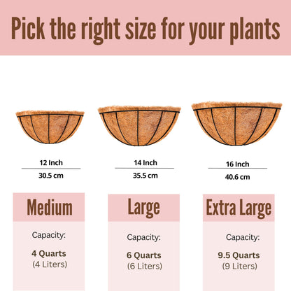 LaLaGreen Wall Planter Outdoor, 4 Pack, 14 Inch Large Wall Hanging Flower Basket with Coco Liner, Vertical Living Wall Mounted Wire Pot Outside Fence Railing Plant Pots Holder Deck Porch Balcony Patio