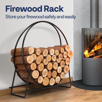 VIVOHOME 5ft Heavy Duty Indoor Outdoor Firewood Storage Log Rack 41 Inches Firewood Log Rack Hoop with Cover