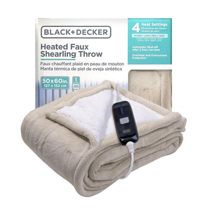 BLACK+DECKER Heated Blanket Electric Throw, Fleece Electric Blanket, Heating Blanket with 4 Heating Levels, 3H Timer, Auto Shutoff, Fast Heating (50x60 inches, Maroon)
