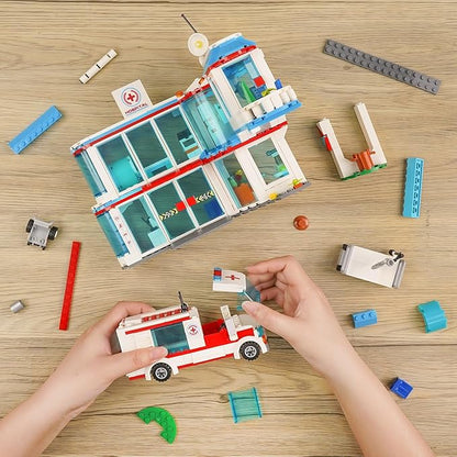 City Hospital STEM 3 in1 Building Sets Compatible with Lego Ambulance Tor Truck Rescue Helicopter Connect to Other City Sets 687 PCS Best Gift for 6 7 8 9 10 Boys