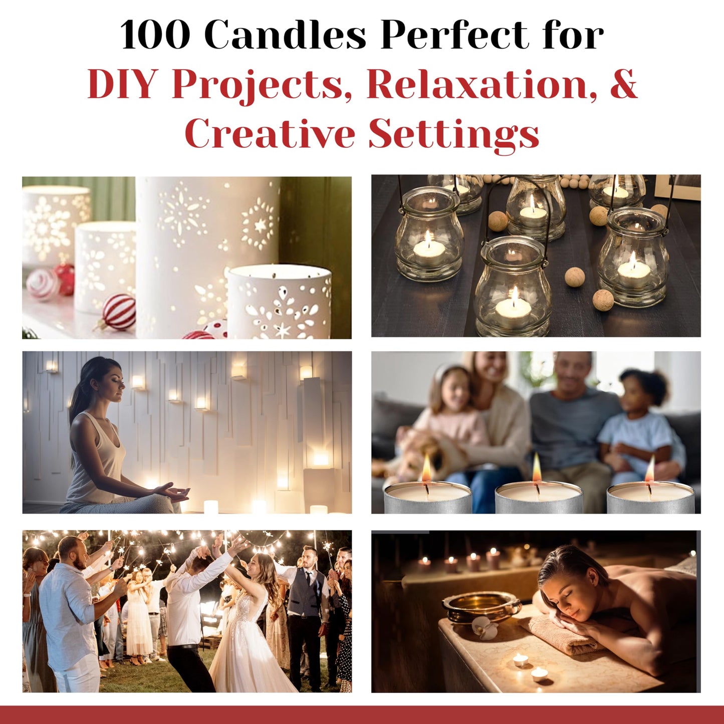 100 Pack Tealight Candles in Metal Cups - Clean White Unscented with 6 Hour Long Burning Time - Votive Candles Bulk for Romantic Dinner, Weddings, Spa & Hotels by PARNOO