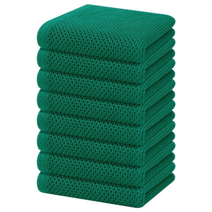 Homaxy 100% Cotton Waffle Weave Kitchen Dish Towels, Ultra Soft Absorbent Quick Drying Cleaning Towel, 13 x 28 Inches, 8-Pack, Dark Green