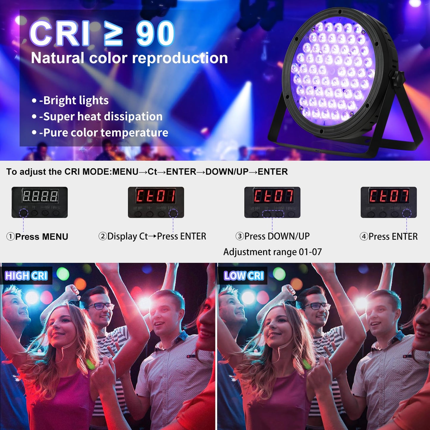 BETOPPER Stage Lighting 120W Par Light RGBW 4-in-1 Stage Lights, DJ Light DMX for Concert and Events,4 Packs