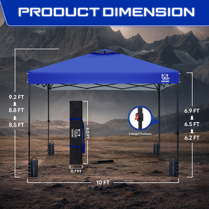 FANPAT 10x10 Pop Up Canopy Tent,300D Silver-Coating Top,1-Person Setup Commercial Heavy Dury Canopy Tent Instant Portable Shelter and Carry Bag, Bonus 8 Stakes and 4 Weights(Blue)