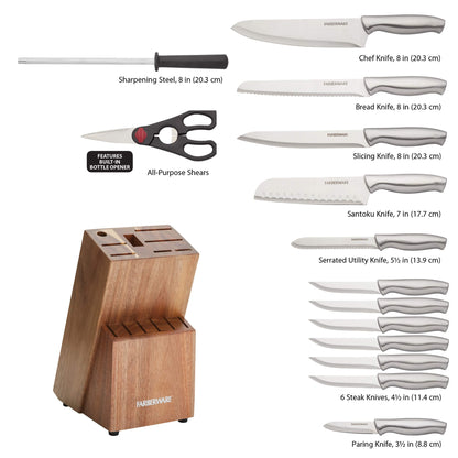 Farberware Juego de cuchillos de acero Inoxidable con sello bloque de 15 piezas
