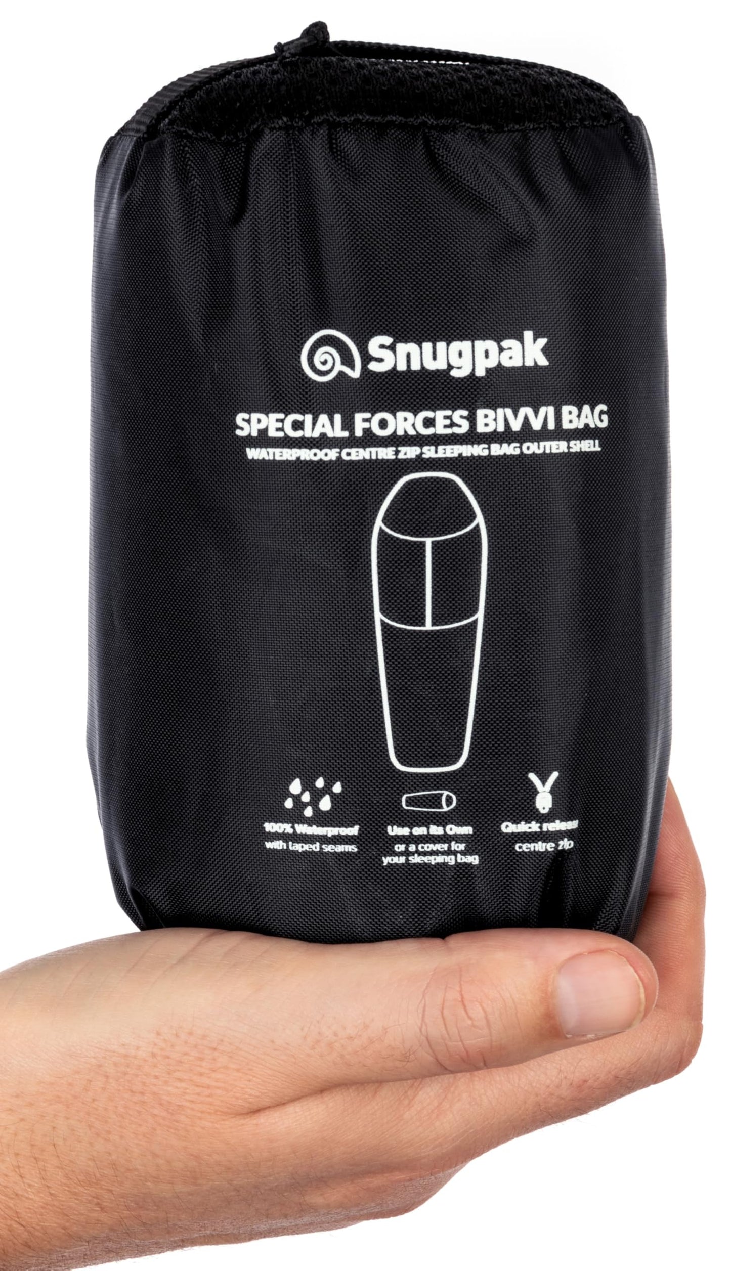 Snugpak Special Forces Bivvi Bag, Emergency Survival Bivy with Half Length Center Zip, Black