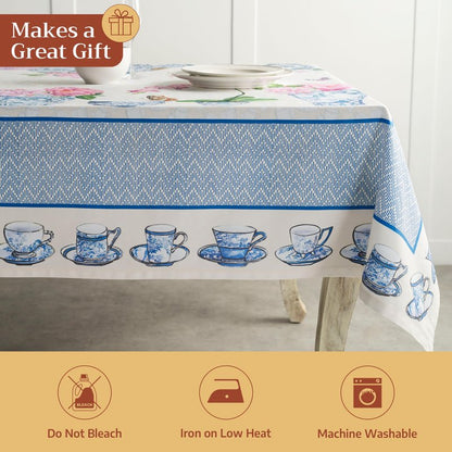 Maison d' Hermine Table Cloth Rectangle Table 100% Cotton 70 x 140 Inches Tablecloth Reusable Decorative for Dining Kitchen Room Farmhouse Home Gifts for Mothers Day Spring Summer - Canton