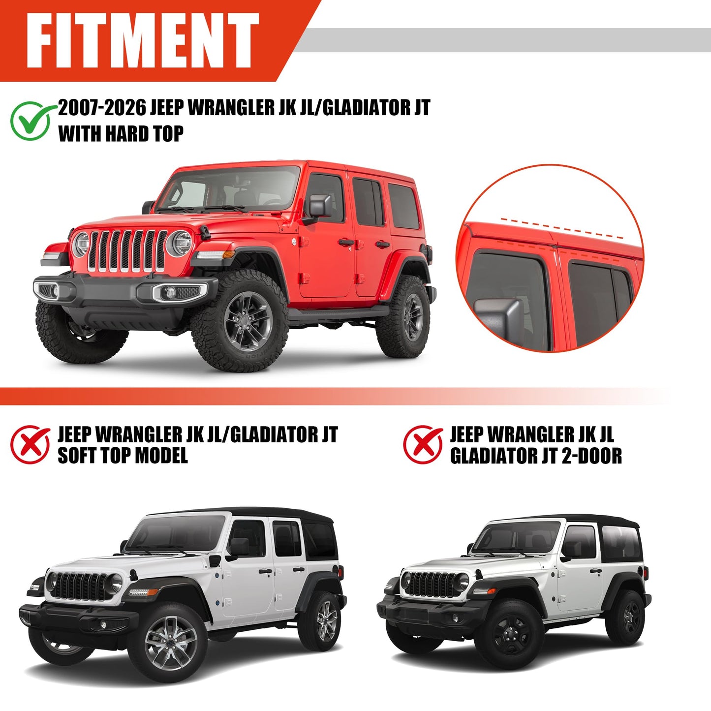 Roof Rack Cross Bars for 2007-2026 Jeep Wrangler JK JL/Gladiator JT 396lbs Lockable Roof Rails Crossbars Anti-Theft Roof Rackfor Cargoes, Bicycles, Kayaks, Luggage Racks, Suitcases, Canoes