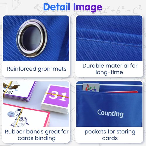Auchq Heavy-Duty Kids Calendar Pocket Chart - Educational Learning Tool for Classroom (Blue)