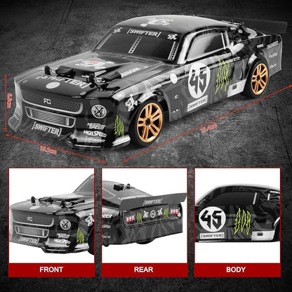 GoolRC RC Drift Car 1:18 Scale Remote Control Car 2.4GHz 4WD 30KM/H High Speed RC Racing Cars with LED Light Strip and 3 Batteries for Adults