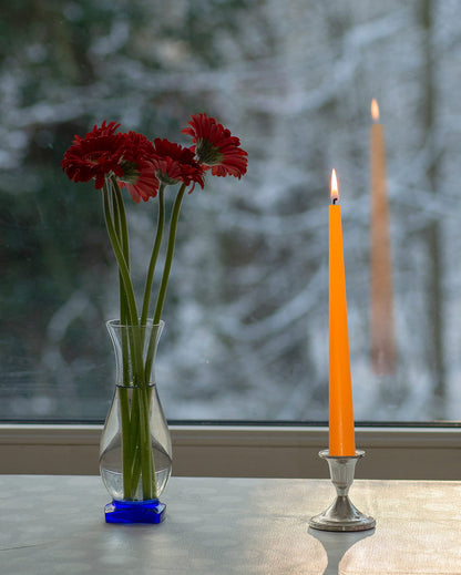 Hyoola Tall Taper Candles - 14 Inch Orange Unscented Dripless Taper Candles - 12 Hour Burn Time - 12 Pack