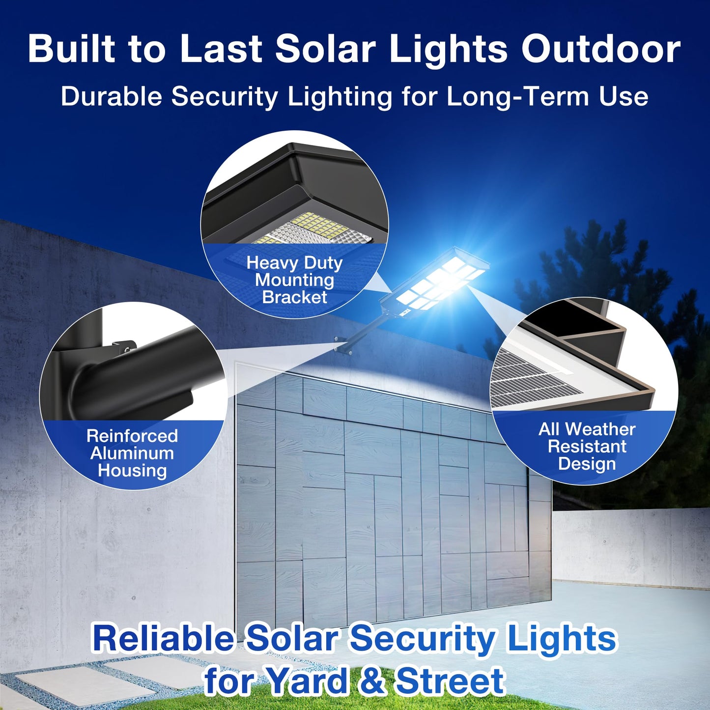 OKPRO 10000W Solar Street Lights Outdoor, IP66 Waterproof Solar Lights Outdoor with Motion Sensor & Remote, Dusk to Dawn Commercial Security Lighting for Parking Lot, Yard, Farm, Driveway