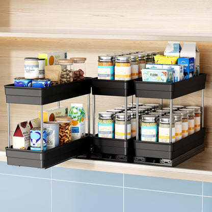 Nieifi Spice Organization for Cabinet-Vertical Spice Rack Pull Out-Spice Rack Organizer for Cabinet-4-1/3 inch Wide-Seasoning Kitchen Organizer-4.3" W x 10.6" D x 8.7" H-2 Pack-2 Tier