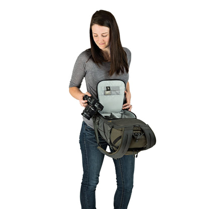Lowepro LP37014-PWW, Flipside Trek BP 250 AW Backpack for Camera with ActiveZone Suspension System, Tablet Compartment, Grey/Dark Green