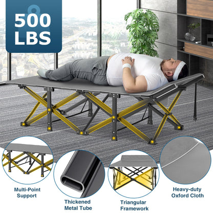 ZENPETIO Oversized XXL Folding Camping Cot, Heavy Duty Sleeping Cot for Adults with Mattress and Pillow, Portable Cot Bed with Carry Bag for Outdoor Camp Travel Home Guest Office, 78x32x18