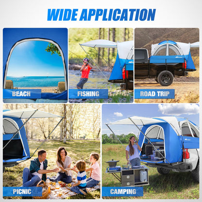 Nilight Truck Bed Tent 5.0-5.5FT Pickup Truck Tents with Removable Awning Waterproof PU2000mm Double Layer Rainfly Storage Bag 2-Person Sleeping Tailgate Bed Tents for Camping Travel Outdoor,Blue Grey