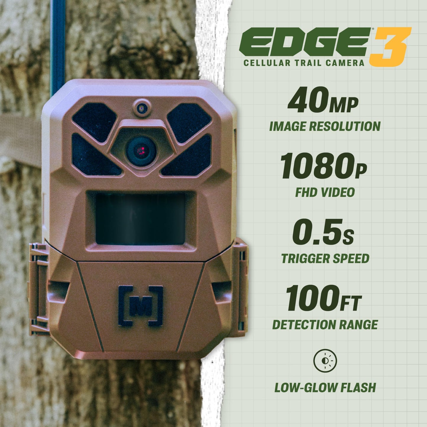 Moultrie Edge 3 Cellular Trail Camera - 2 Pack - 40MP HD Photo Capture - 1080p Low-Glow Flash - GPS - Multi-Carrier Auto-Connect - Built-in Memory - 0.5s Trigger Speed - AI Buck Detection
