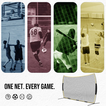 Eastrexon Barricade Backstop Net, 16x10 ft Ball Stop Netting with Carry Bag & Ground Stakes, Quick Setup, Portable, Perfect for Lacrosse, Baseball, Basketball, Soccer