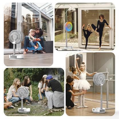 Socool 40000mAh Battery Operated Foldable Fan,Rechargeable Standing Fan, Remote Control & Colorful Light, Oscillating Telescopic, Timer & Digital Display, Foldaway Fans for Camping Travel Outdoor