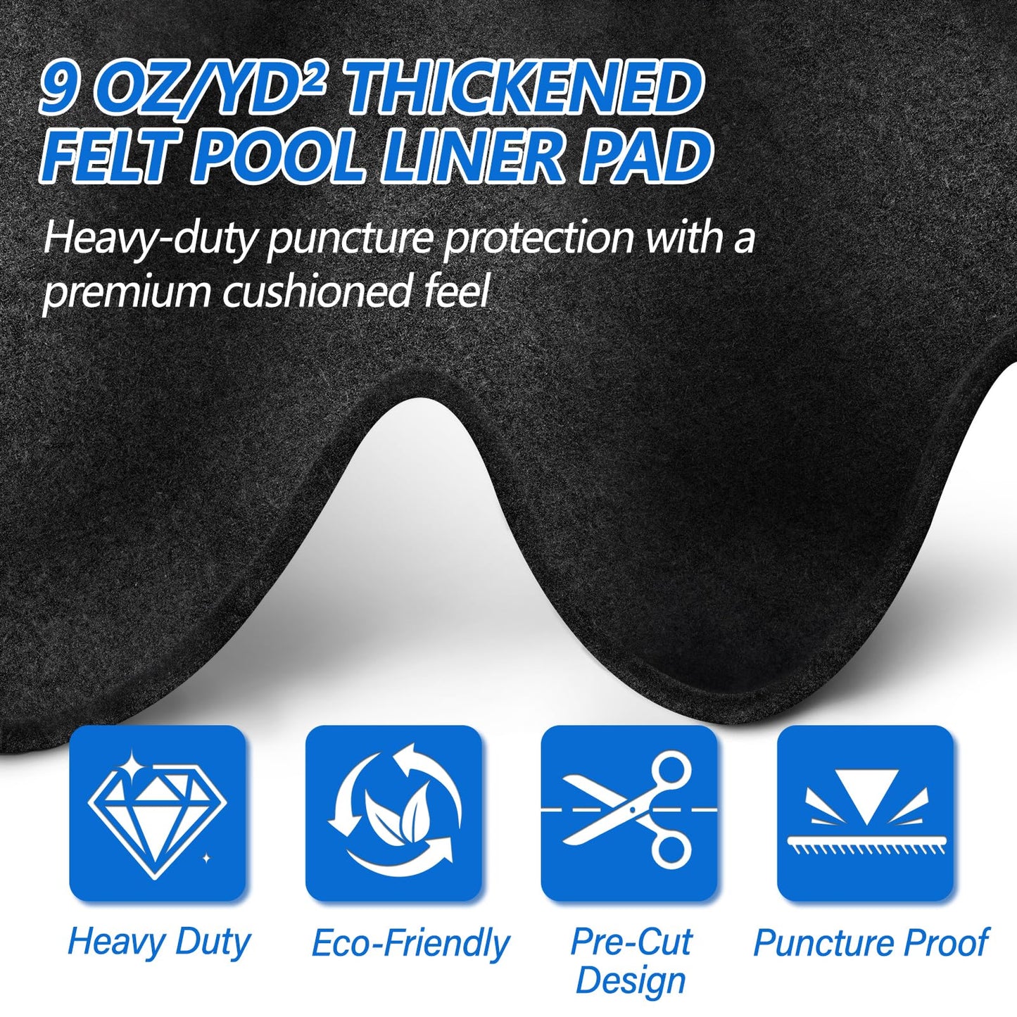REGMICS 24ft Round Above Ground Pool Pad, 300G/M² (9oz/yz²) Heavy Duty Pool Mats for Floor, Seamless Puncture Resistant Under Pool Mat, Professional Ground Protector for Gravel & Concrete, Black
