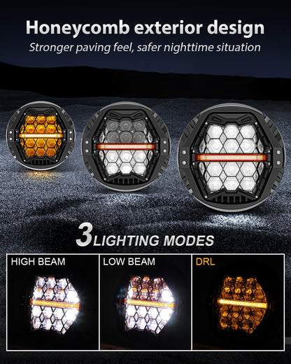 DOT Approved 1200% Bright 180W 7'' Motorcycles LED Headlight with 4.5'' LED Passing lights Compatible with Road King Road Glide Street Glide Electra Glide Ultra Limited Trike Heritage Softail Fat Boy