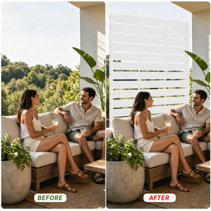 FROASISPRO HDPE Outdoor Privacy Screen 72" H x 47.2" W Freestanding Room Divider with Metal Base, Weatherproof Waterproof Sunscreen Rustproof Partition Screen for Patio Backyard Pool Balcony, White