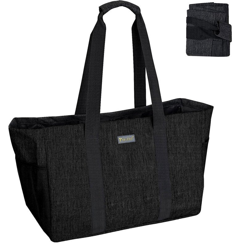 BALEINE Soft 9 Gallon Extra Large Utility Tote, Foldable Reusable Storage Bag (Charcoal Black)