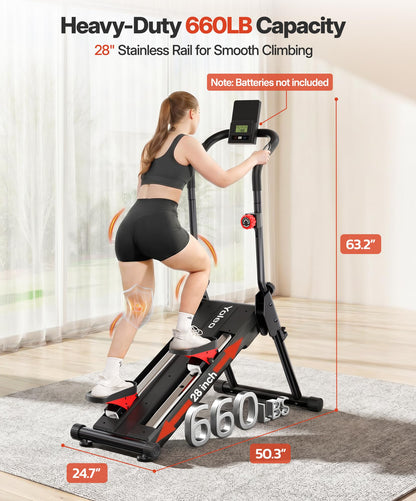 YOLEO Magnetic Stair Stepper for Home, 16-Level Resistance up to 130LB, Folding Stair Climber with 28'' Stride, Quiet Cardio Stair Machine with HR Sensor & 660LB Capacity