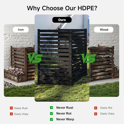 Air Conditioner Fence 1 Panel, 60" H x 38" W HDPE Privacy Fence Panel, Outdoor Privacy Fence Screen with Metal Stakes, Pool Equipment Enclosure & Trash Can Enclosure (Slanted 38" W x 60" H (1 Panel))