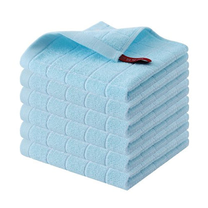 Homaxy 100% Cotton Terry Kitchen Dish Cloths, Ultra Soft and Absorbent Dish Towels for Kitchen, Suitable for Drying and Washing Dishes, 6 Pack, 12 x 12 Inches,Sky Blue
